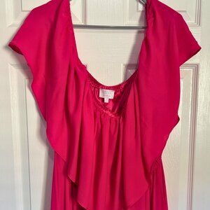 R.S.V.P. Sugarlips Plus Size 3X Hot Pink Off-Shoulder Ruffle Maxi Gown